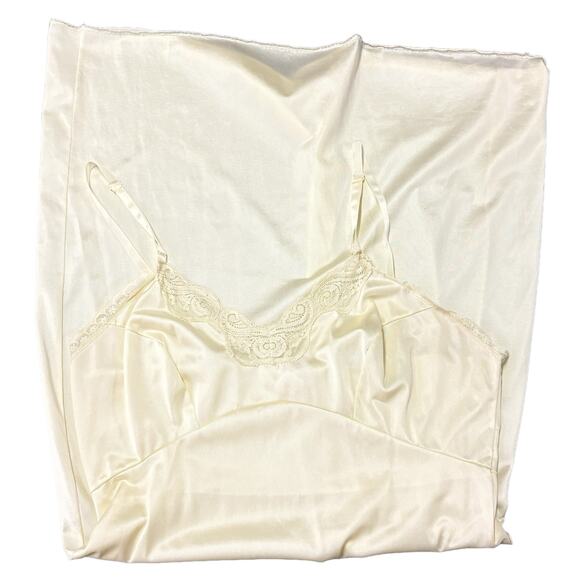Vintage JCPenney Negligee Nightgown Slip Dress Womens Small Cream Satin Lace - Picture 2 of 10